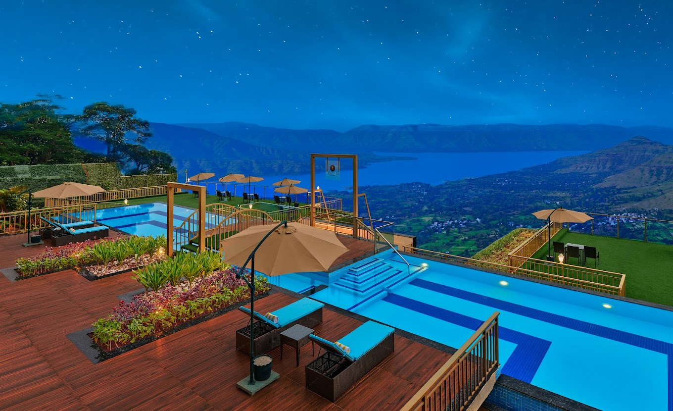 panoramic hillview retreat: resorts near Pune in Monsoon swimming pool view