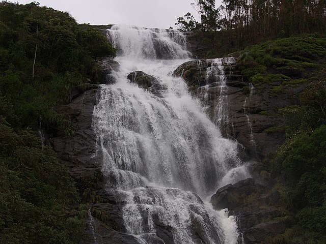 Lakkom waterfalls wide angle view