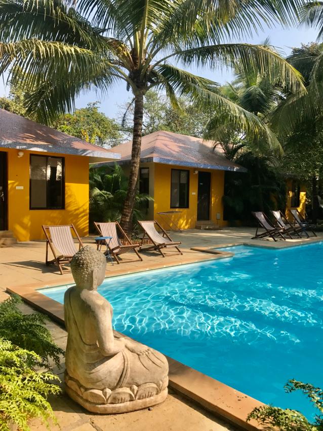 villa in alibaug near the beach: tropical retreat beach resort property view