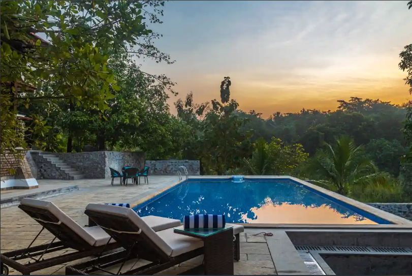 Villas With Private Pool Near Mumbai: Eco Escape By The River pool view