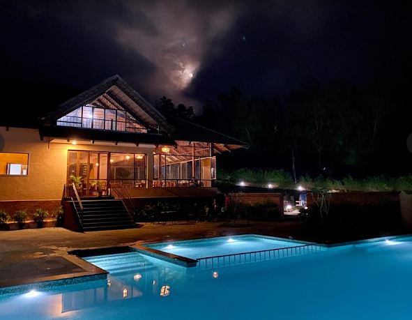 Sakleshpur resort for family- property with pool at night view