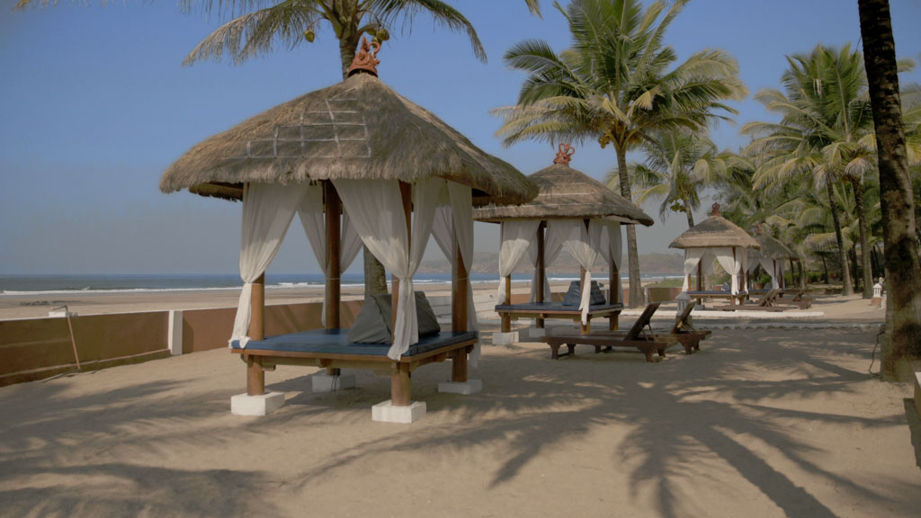 spa resorts in maharashtra: Private Beach Resort gazebo and beach view