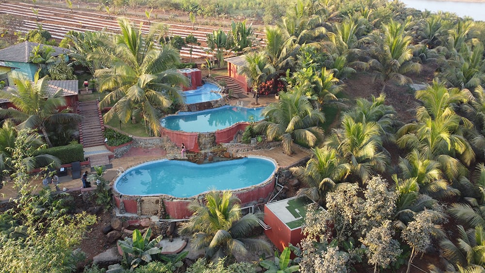 Ariel view of the Nature Holistic Wellness Retreat In Lonavala- a perfect place near Mumbai to connect with nature and indulge in the art of Yoga!