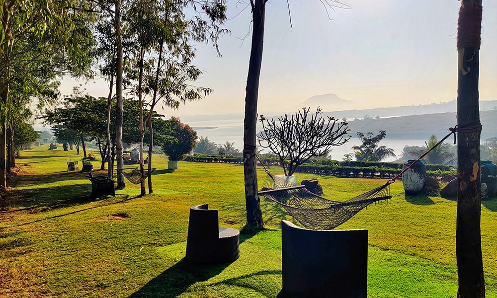 Outdoor Hammocks at the Nature Holistic Wellness Retreat In Lonavala- a perfect place near Mumbai to connect with nature and indulge in the art of Yoga!