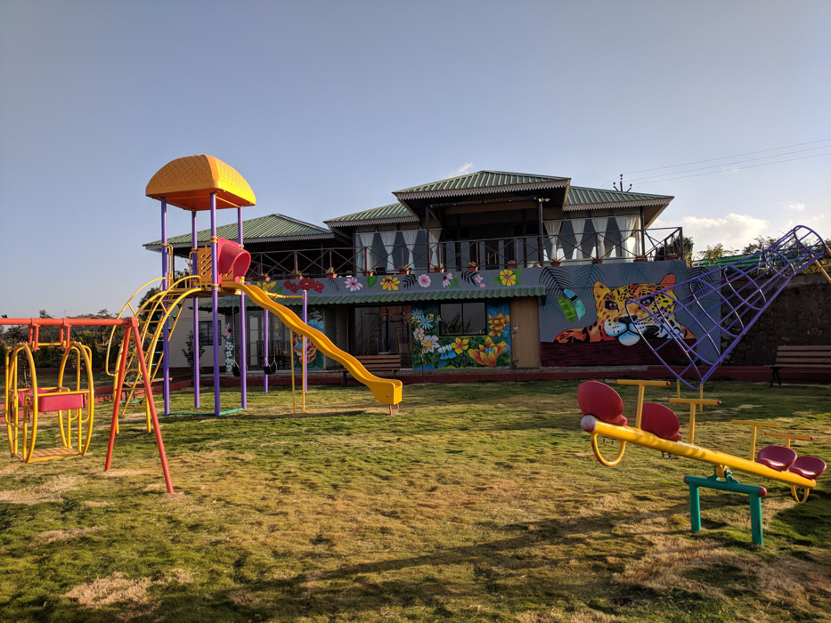 Outdoor park and play area at the Countryside Stay in Panchgani.