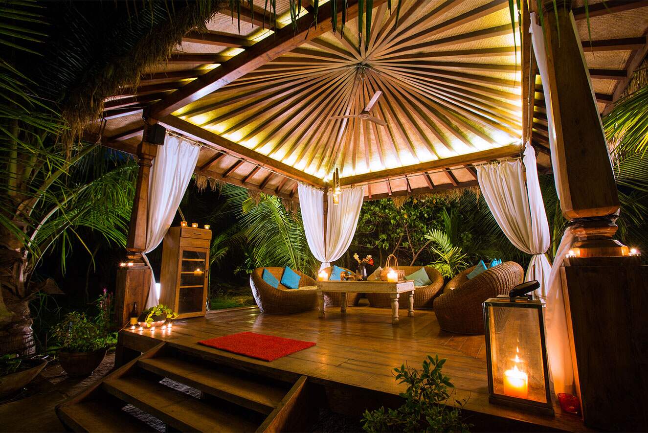 Picturesque outdoor Gazebo at The Cottage Homestay In Alibaug.