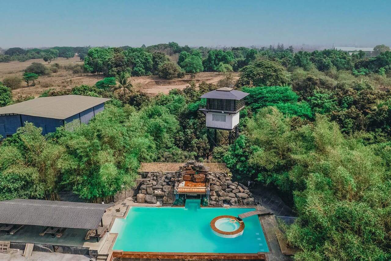 Treehouse Resorts Near Pune-Luxury Plantation Stay In Kharivali swimming pool view