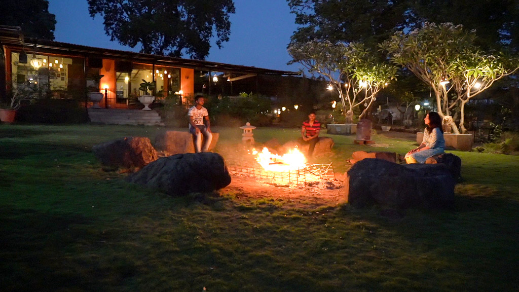 Bonfire at the Boutique Farm Stay in Karjat.