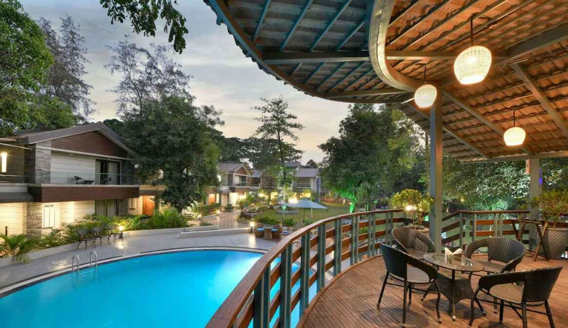 Resorts in Lonavala with best views- Woodland zinc trek swimming pool view