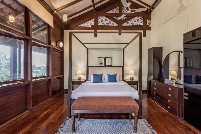 Bedroom at the Lonavala Rockhouse Retreat, one of the best 3BHK villas in Lonavala with pool