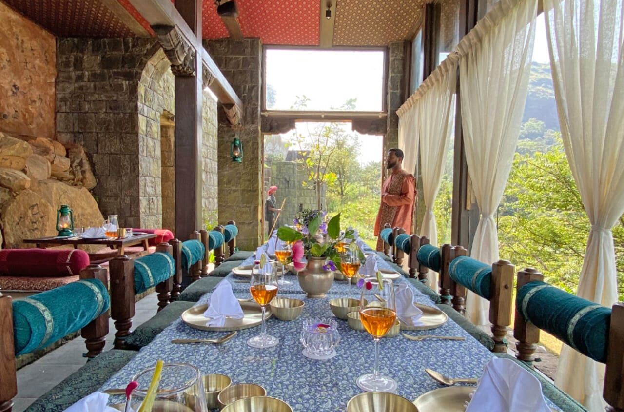 Spacious dining area at The Maratha Heritage Property