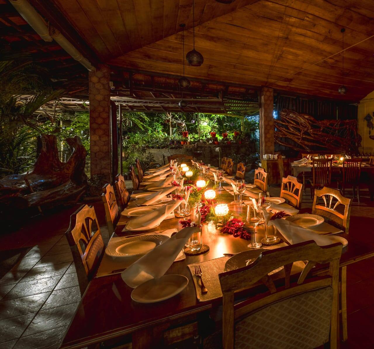 dining area at the Plantation Hideaway, one of the best monsoon getaways in Kerala