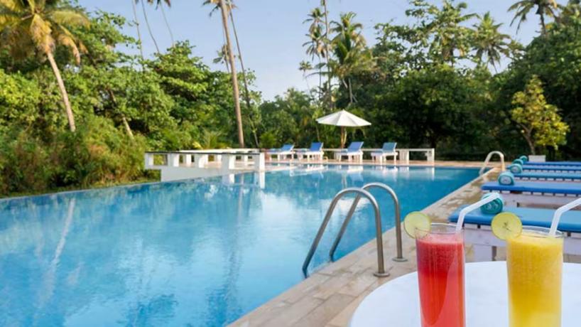 swimming pool at the Turtle Beachfront, one of the best monsoon getaways in Kerala