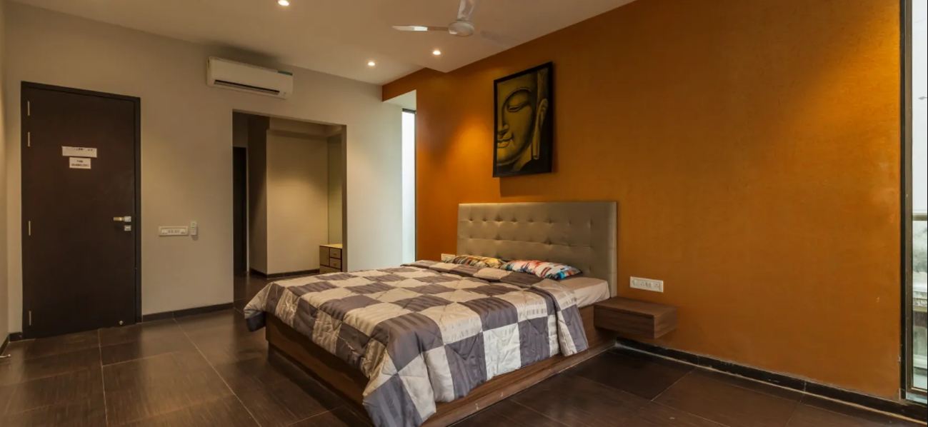 Bedroom at the Lavish Poolside Stay, one of the best 3BHK villas in Lonavala with pool